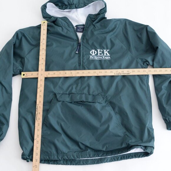 VTG Charles River Apparel Frat House Collegiate Green Pullover Nylon Jacket M - Picture 4 of 11